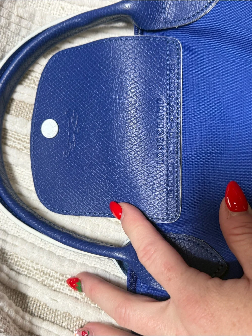 Longchamp Royal Blue Foldable Le Pliage Tote with White Logo